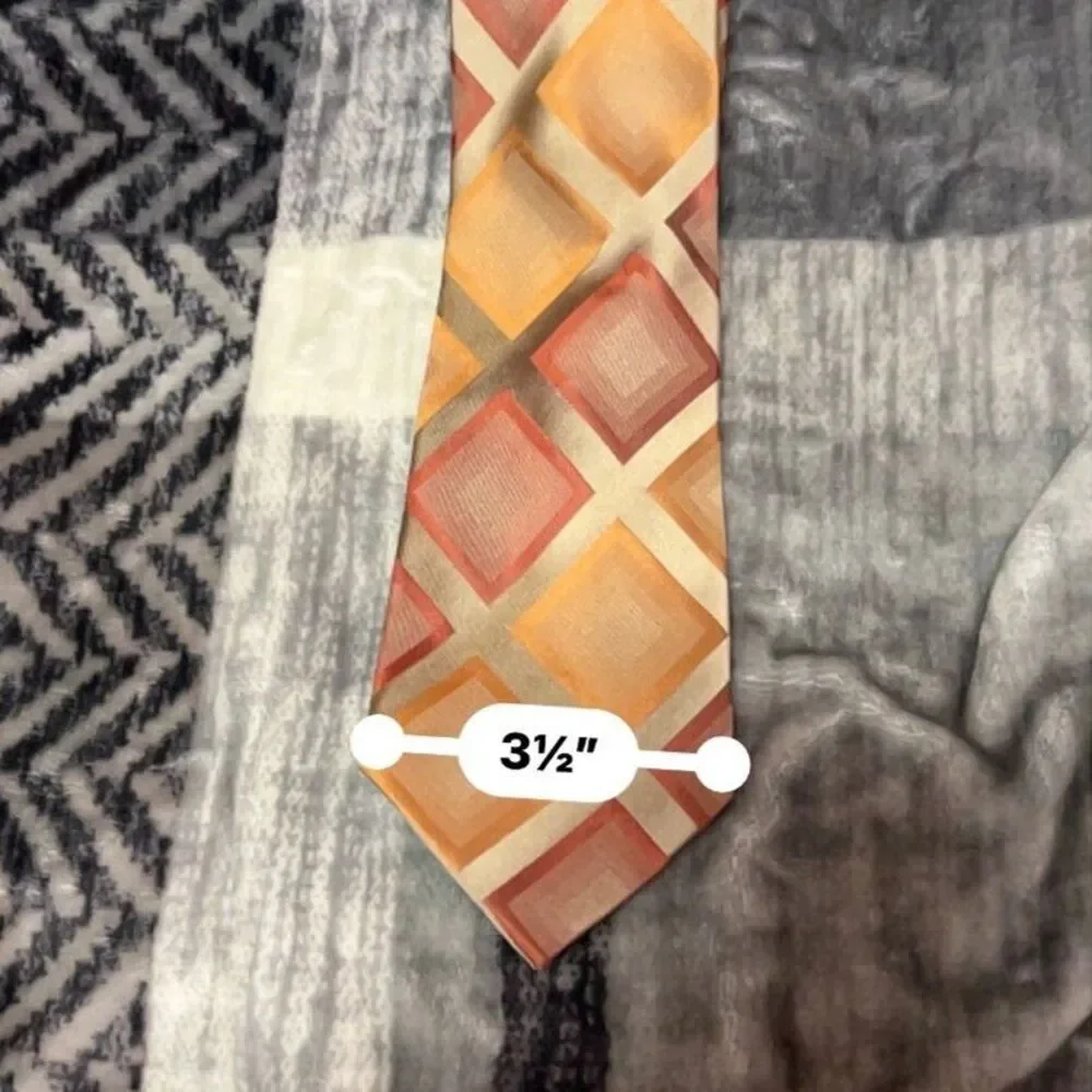 Croft & Barrow Silk Tie Orange Red Geometric